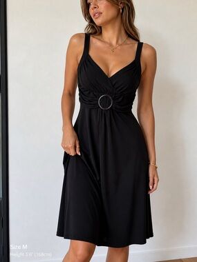 ✨ Studio Mode Y2K Black Midi Dress – Size M